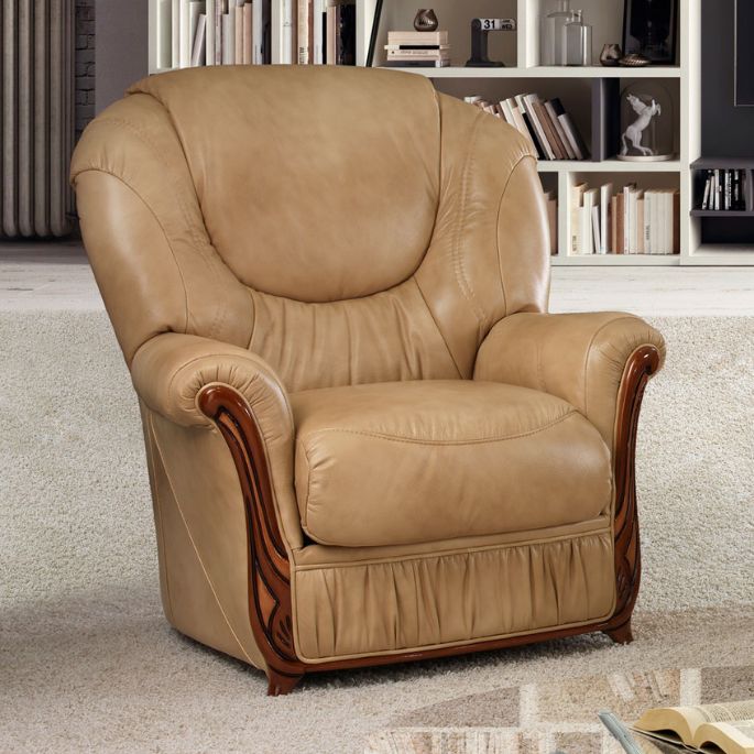 Fauteuil fixe contemporain en cuir beige Toronto